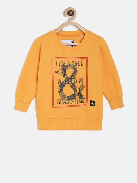 

TALES & STORIES Boys Mustard Yellow Printed Sweatshirt