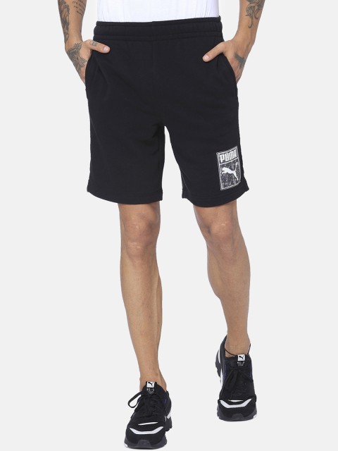 

Puma Men Black Regular Fit Graphic Sports Shorts