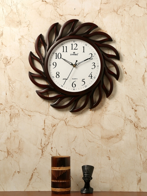 

ZANIBO White Floral Solid Analogue Wall Clock