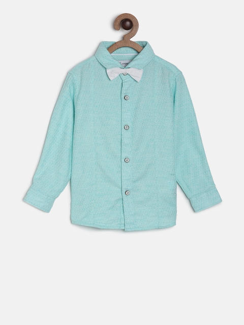 

TALES & STORIES Boys Sea Green Regular Fit Self Design Casual Shirt