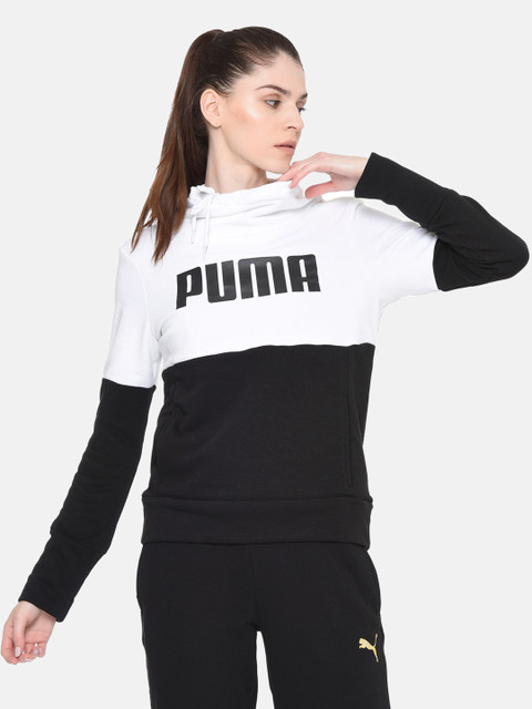 

Puma Women White & Black Colourblocked CB Cowl Neck Sweatshirt