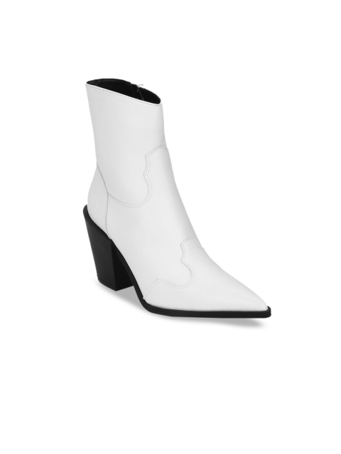 

Truffle Collection Women White Solid Mid-Top Heeled Boots