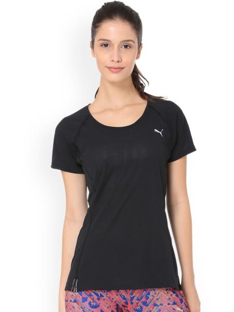 

Puma Women Black Solid Round Neck T-shirt