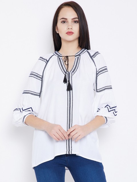 

Toshee Women White Self Design Top