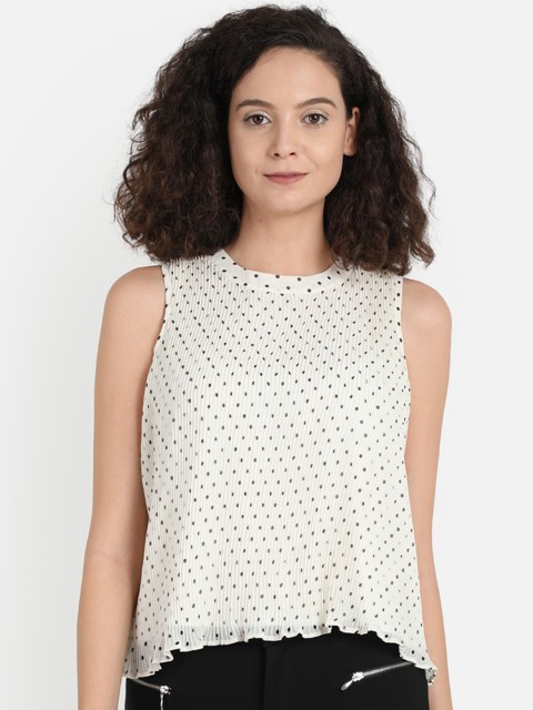 

COVER STORY Women Off-White & Black Printed Top