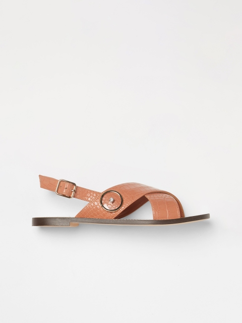 

CHARLES & KEITH Women Nude-Coloured Solid Open Toe Flats