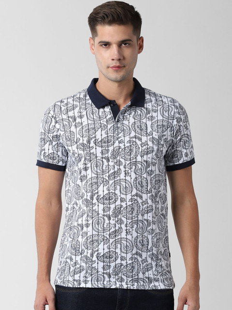 

Peter England Casuals Men White Printed Polo Collar T-shirt