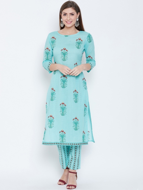 

Prakhya Women Blue & Brown Printed Kurta with Trousers