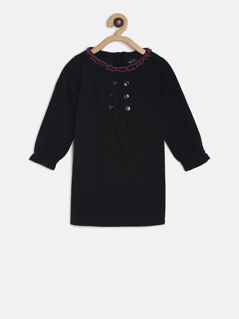 

TALES & STORIES Girls Black Solid T-shirt Dress