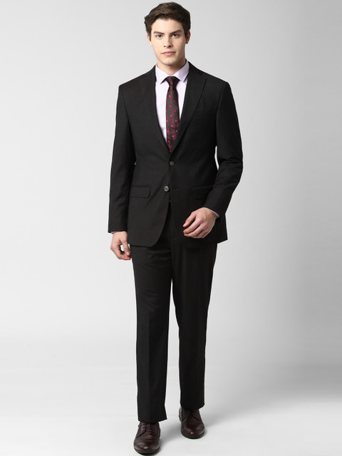 

Peter England Men Black Self Design Single-Breasted Suit