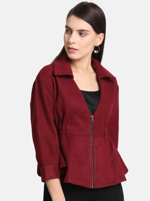 

Kazo Women Maroon Solid Tailored Jacket