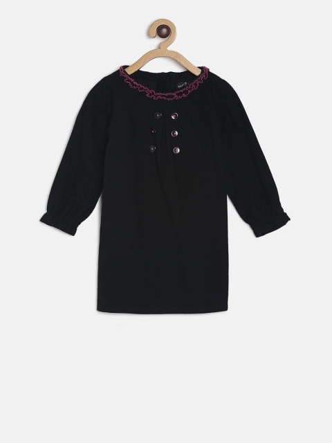 

TALES & STORIES Girls Black Solid T-shirt Dress