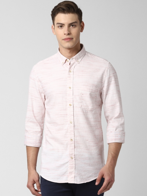 

Peter England Casuals Men Pink Slim Fit Self Design Casual Shirt