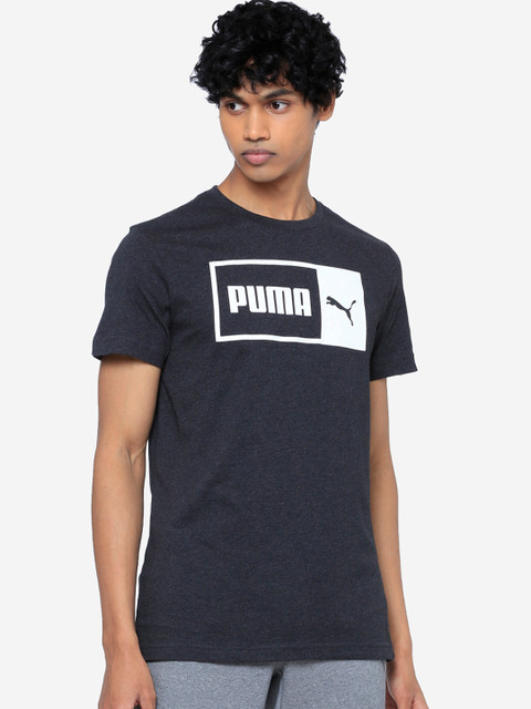 

Puma Men Grey Printed Logo Split Tee T-shirt