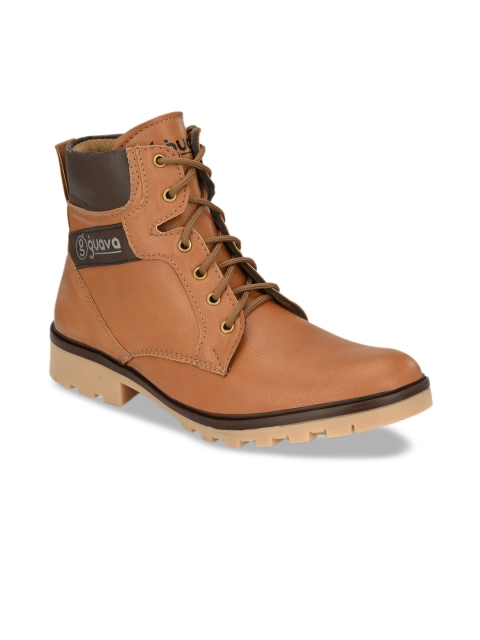 

Guava Men Tan Colourblocked Synthetic High-Top Flat Boots