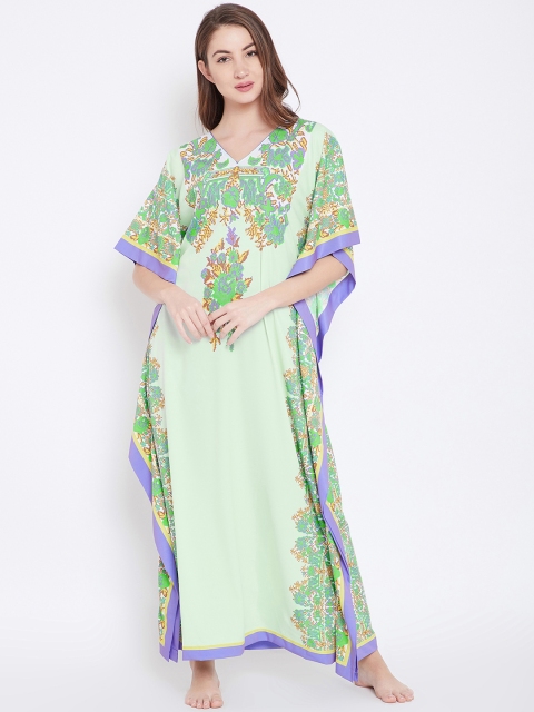 

The Kaftan Company Sea Green Printed Kaftan Nightdress