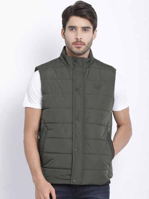 

t-base Men Olive Green Solid Lightweight Puffer Jacket