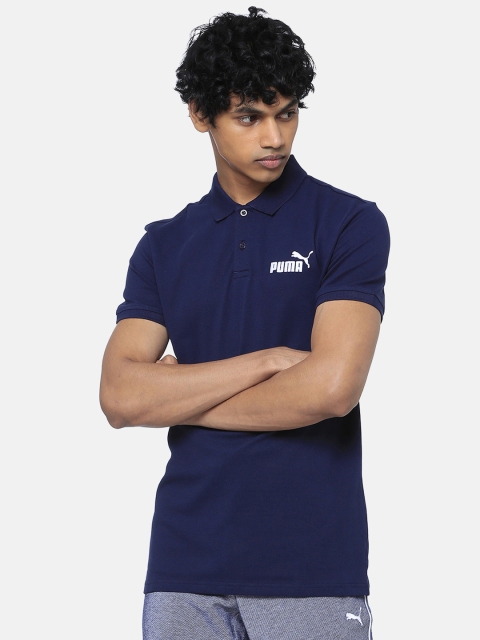 

Puma Men Blue Solid Polo Collar T-shirt