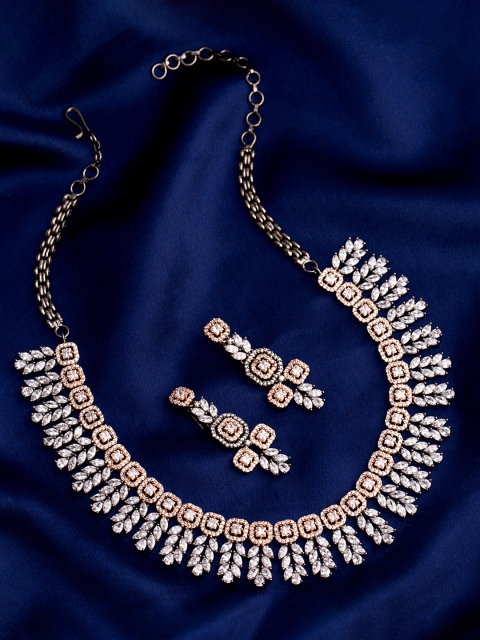 

Studio Voylla Gold-Plated & White CZ Stone-Studded Handcrafted Jewellery Set