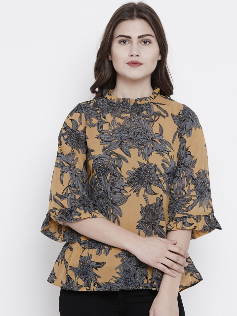 

Toshee Women Mustard Yellow Floral Print Top