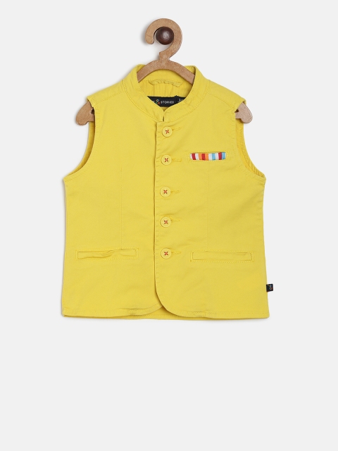 

Tales & Stories Boys Yelllow Solid Regular Fit Waistcoat, Yellow