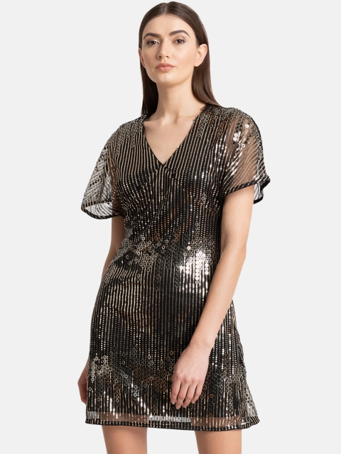 

Kazo Women Black Embellished Sheath Dress