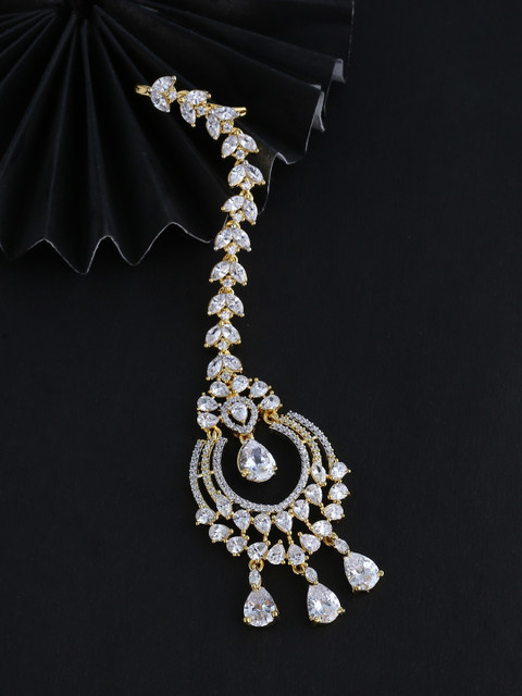 

Voylla White AD-Studded Gold-Plated Handcrafted Maang Tika