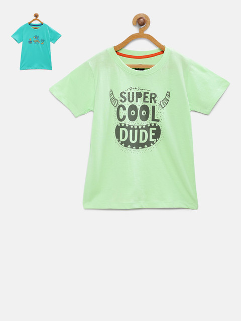 

Cub McPaws Boys St Of 2 Green Printed Round Neck T-shirt
