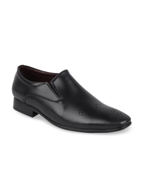 

FAUSTO Men Black Solid PU Formal Slip-On Shoes