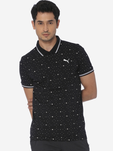 

one8 x PUMA Men Black Printed Polo Collar T-shirt