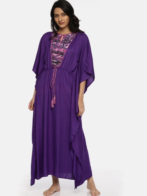 

The Kaftan Company Purple Printed Kaftan Nightdress
