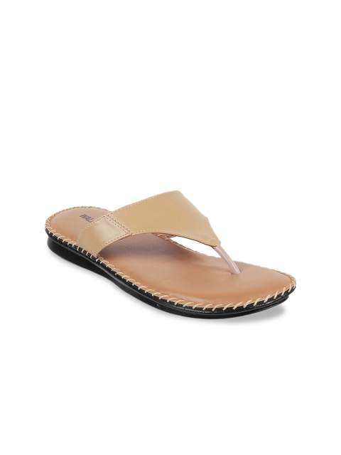 

WALKWAY Women Beige Solid Open Toe Flats
