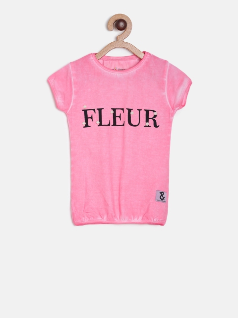 

TALES & STORIES Girls Pink Printed Round Neck T-shirt