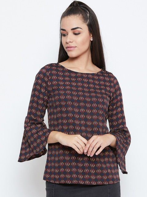 

Toshee Women Navy Blue & Maroon Printed Top