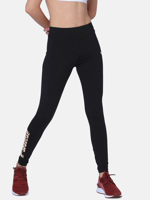 

Puma Women Black Graphic III Solid Tights