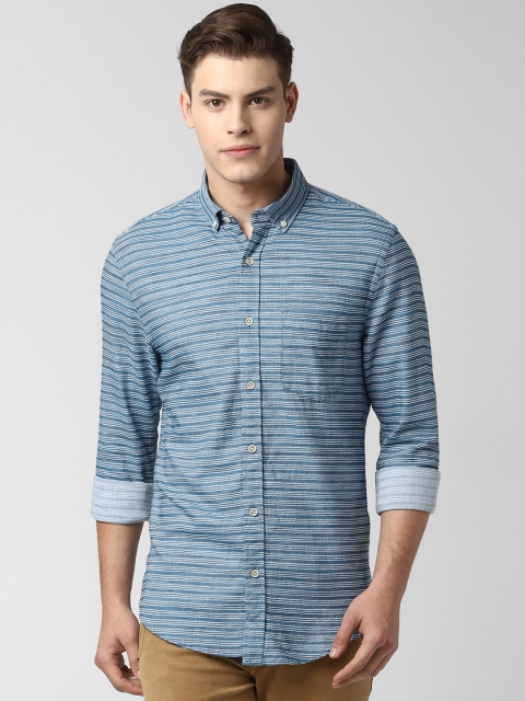 

Peter England Casuals Men Blue & White Slim Fit Striped Casual Shirt