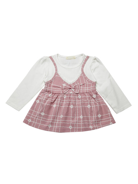

J Style Girls Pink & White Checked Fit and Flare Dress