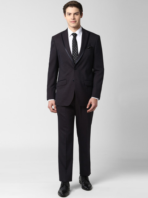 

Peter England Men Navy Blue Self Design Single-Breasted Suit
