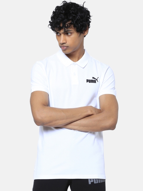 

Puma Men White Printed ESS Pique Polo T-shirt