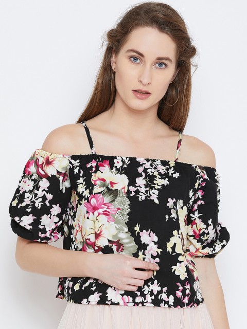 

Toshee Women Black Printed Crop Top