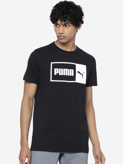 

Puma Men Black Printed Round Neck Logo Split T-shirt