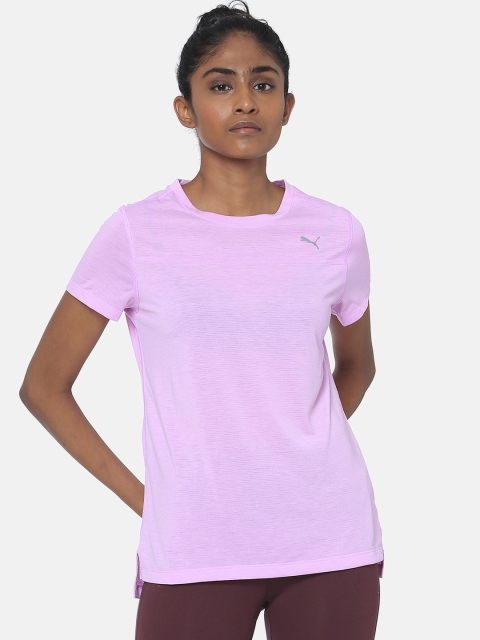 

Puma Women Lavender Solid Round Neck T-shirt