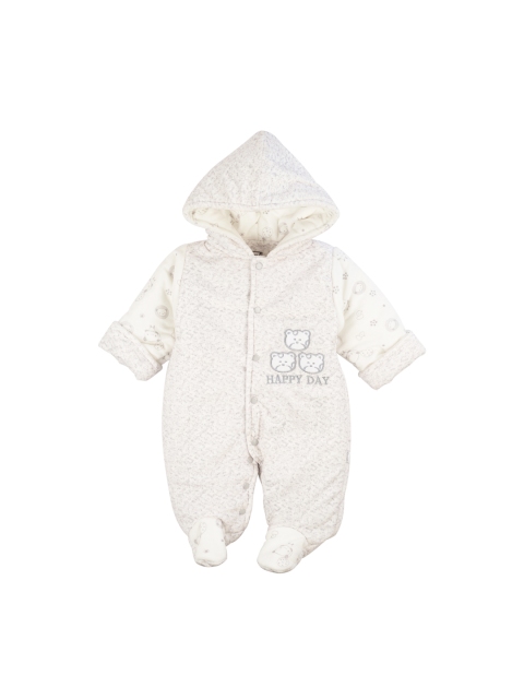 

MeeMee Infants Grey & White Printed Hooded Sleepsuit