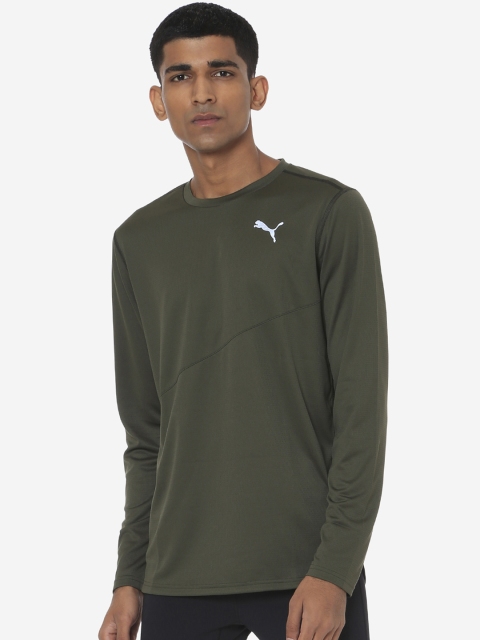 

Puma Men Olive Green Solid Round Neck Ignite T-shirt