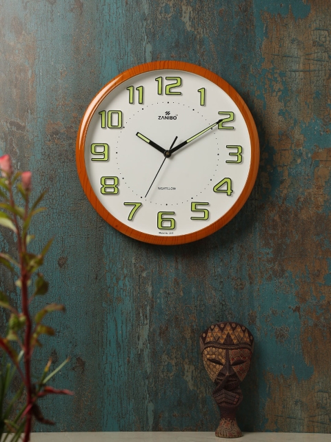 

ZANIBO White Round Solid Analogue Wall Clock