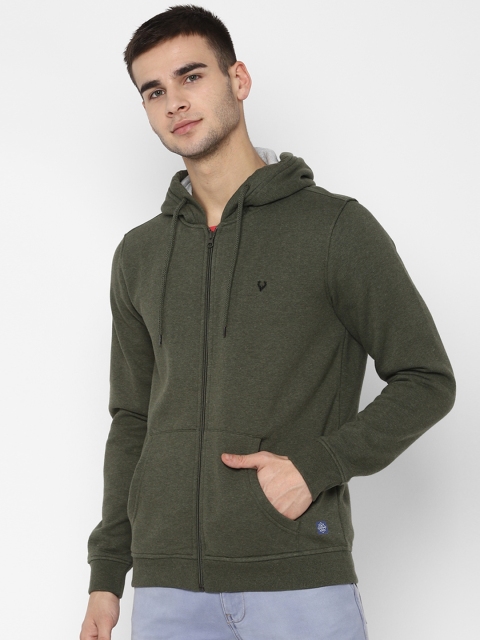 

Allen Solly Sport Men Olive Green Solid Hooded Sweatshirt