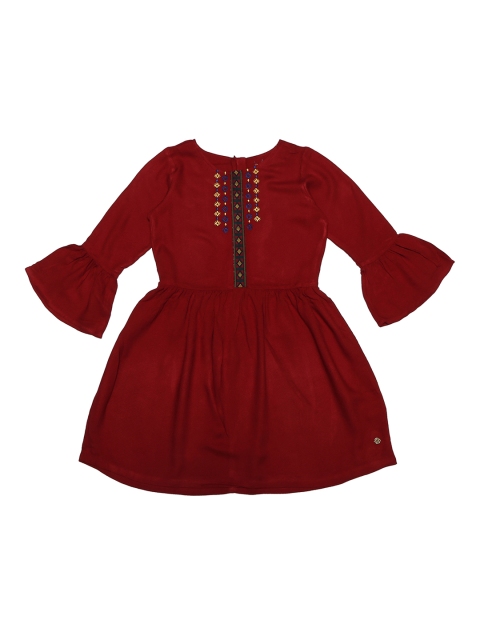 

Allen Solly Junior Girls Maroon Embroidered Fit and Flare Dress