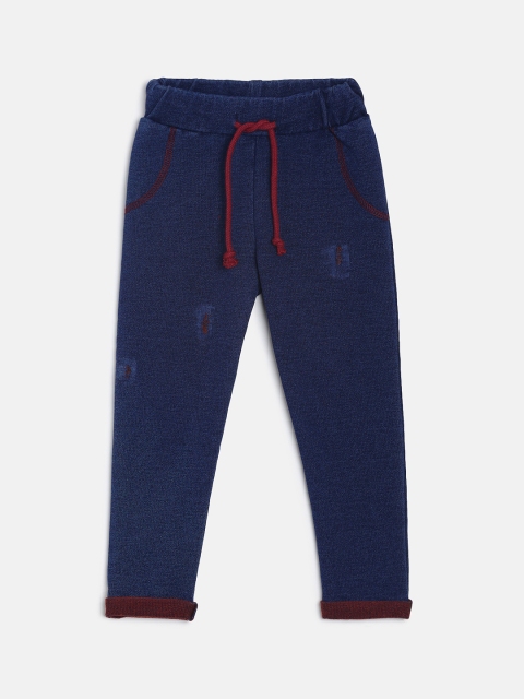

TALES & STORIES Boys Navy Blue Straight Fit Solid Regular Trousers
