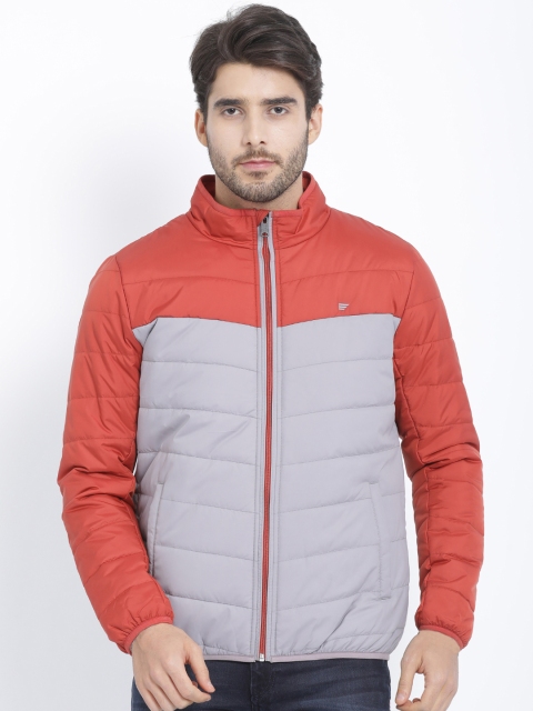 

t-base Men Orange Colourblocked Lightweight Puffer Jacket