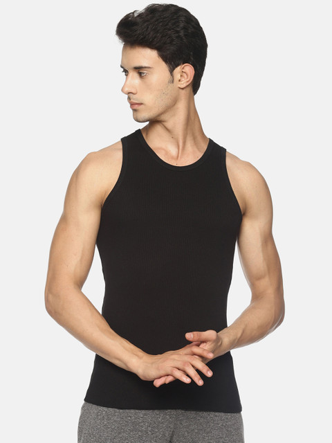 

Soul Space Men Black Solid Organic Cotton Innerwear Vest MIW-8016
